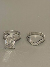 Stunning 7 carat radiant center lab diamond ring with matching wedding band 