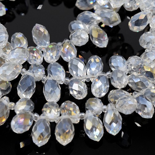 100 faceted glass briolette - faceted,