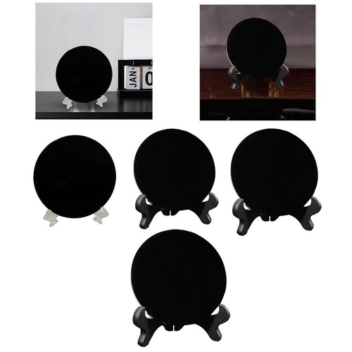 Black obsidian scrying mirror - black,