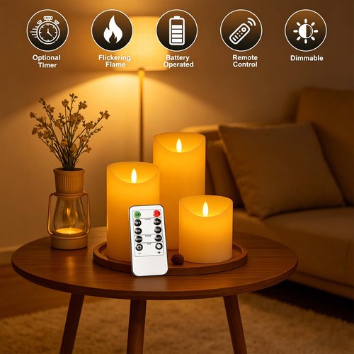 Set led flameless pillar - 3,