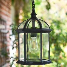 'Nesta' Black Chain Hanging Lantern Garden Light Outside Lighting IP44