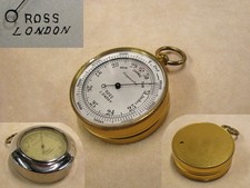 Victorian Ross London pocket barometer & altimeter in steel outer case
