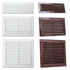 Louvre Air Vent Cover - Fixed Flyscreen Fly Mesh, Plastic Grill Wall Ventilation