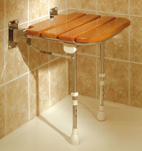 Folding wooden shower seat - folding,