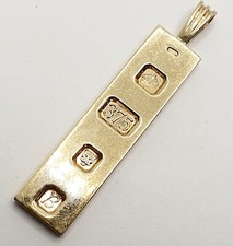 Large Ingot 9ct Yellow Gold Ingot Oblong Shape Pendant 23.4g Full Hallmarked 