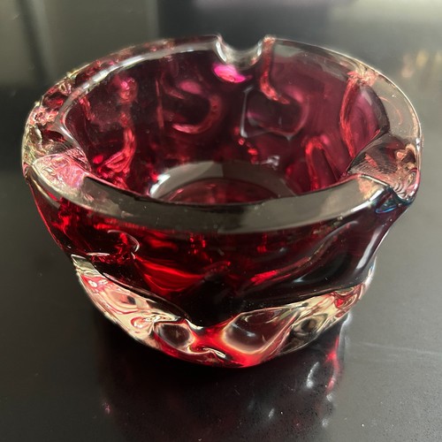 Czech glass ruby ashtray pavel - czech,