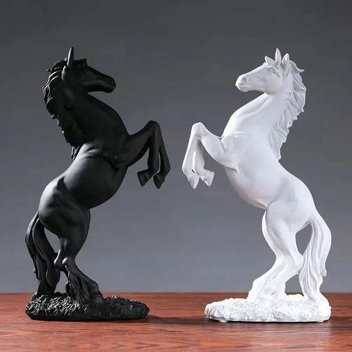 Black rearing horse statue - rearing,