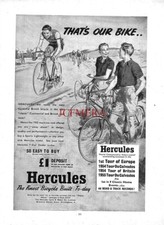 Hercules Lightweight Sports Bicycles ADVERT #2 Vintage 1950s Print Ad 675/133