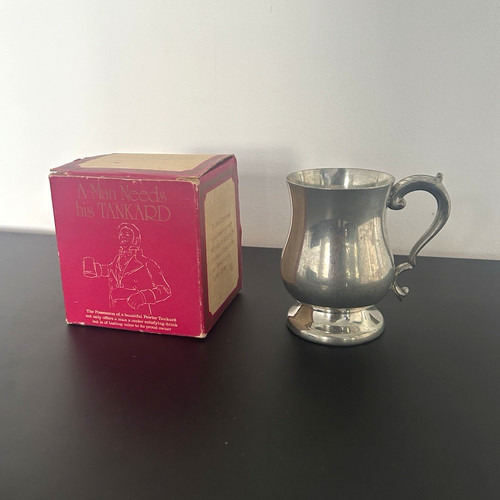 Pewter beer tankard handled - pewter,