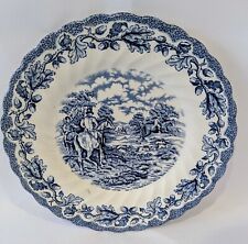MYOTTS BLUE & WHITE 20 cm COUNTRY LIFE PATTERN FLUTED SALAD  PLATE