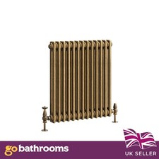 Traditional 2 Column Radiator Aged Brass Central Horizontal Radiator 600 x 605mm