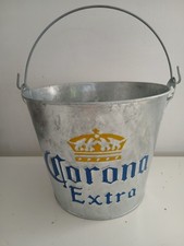CORONA Galvanised Aluminum Ice Bucket Breweriana Silver Stag Night Man Cave 
