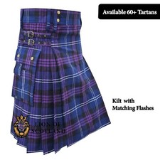 Scottish Tartan Utility Kilt For Men 8 Yard 16oz Acrylic Wool Adjustable Straps