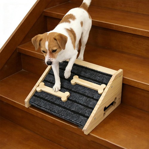 Wooden dog stair ramp stool - dog,