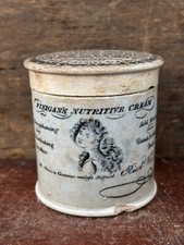 59010  Old Vintage Antique Printed Ironstone Pot Lid Hair Cream Bears Grease Fin