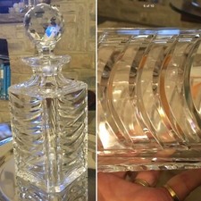 RARE AMAZING ROYAL BRIERLEY CUT GLASS DECANTER LARGE SQUARE SWAG CUT (RBR9) VGC