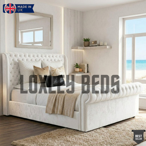 Sleigh bed frame - sleigh, velvet
