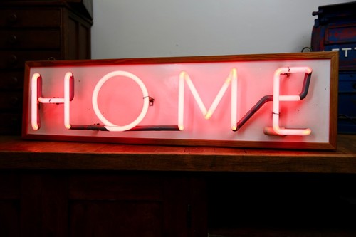 Vintage neon sign pink hanging - vintage,