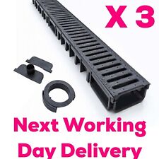 Garage Shallow Drainage Channel Pack x 3 With Kit 50mm Deep BLACK