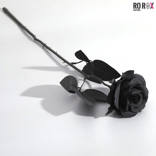 Black faux rose artificial - black,