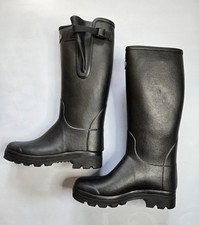 LE CHAMEAU VIERZON LEATHER LINED WOMEN'S BLACK WELLINGTON BOOTS MADE IN FRANCE