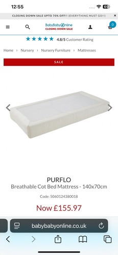 Purflo breathable cot mattress - breathable,