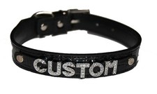 Custom Black Personalised Slave Cum Bondage Collar Submissive Faux Leather UK