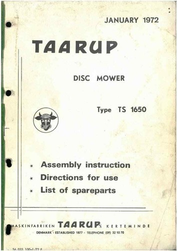 Taarup disc mower ts1650 - mower,