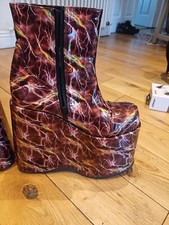 Demonia Platform Boots Size 7 Burgundy Holographic