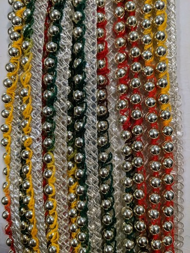 Gold beads multicoloured lace - gold,