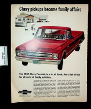 1967 Chevrolet Pickup Family Affair Red Chevy Fleetside Vintage Print Ad 26511