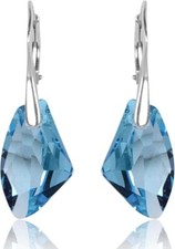 925 Silver Galactic Drop Earrings made with Swarovski  Crystals AQUAMARINE
