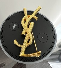 YSL Gold Tone Brooch
