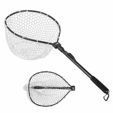 Fly Fishing Nets Fish Landing Net With Folding Aluminum Handle And Soft Rubber 