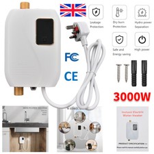 3000W Electric Tankless Instant Hot Water Heater Under Sink Tap Bathroom Kitchen
