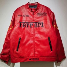 Ferrari Michael Schumacher Leather Racing Jacket Motorsport Jacket New