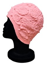 BLUE REEF Ladies Latex Flower Carnation Pastel Pink Swimming Swim Hat No Strap