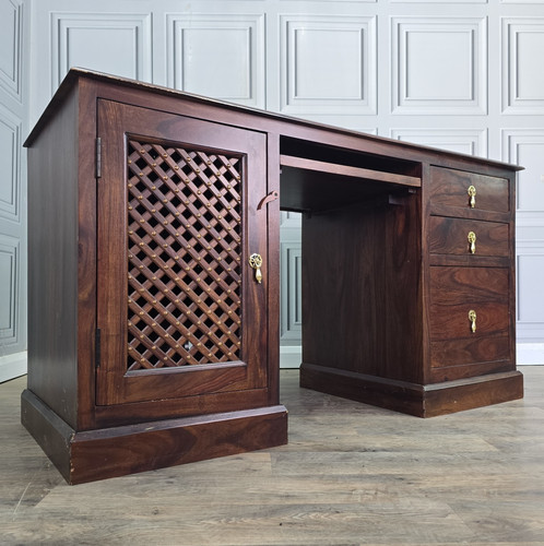 Vintage sheesham pedestal desk - vintage,