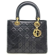 Christian Dior Dior Lady Handbag Leather CA0937 Black
