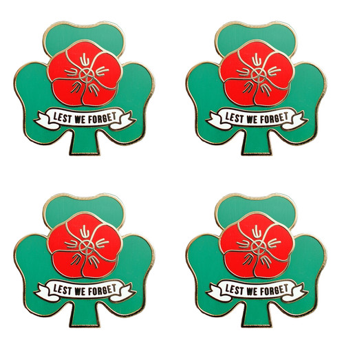 4pcs irish red poppyday pin - irish,