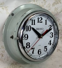 Vintage Seiko Ships Clock, Bulkhead, Wall, Maritime Industrial, Nautical Salvage