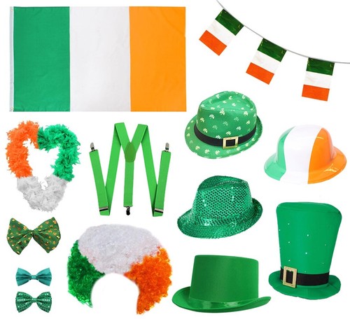Patricks day hat wig flags - st,