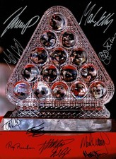 Snooker Masters 'Paul Hunter Trophy' Signed by 11 Winners inc Thorburn + COA