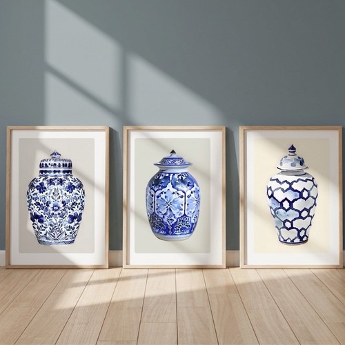 Set blue and white - of,