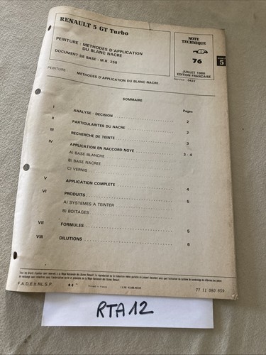 Renault technical note 1986 - renault,