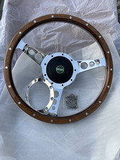 Classic Mini  13 Inch S/dish Woodrim  steering wheel Black  centre boss