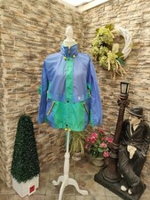 Vintage 80s 90s Retro  Kway Rain Coat Blue Green Packable With Hood  S/M