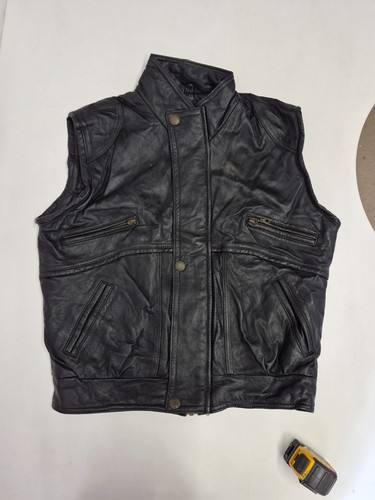 Vintage leather waistcoat - , 46"