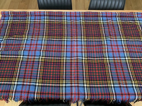 Vintage wool tartan rug - wool,