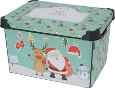 22 Litre Christmas Storage Box with Lid Xmas Eve Container Gift Hamper Basket